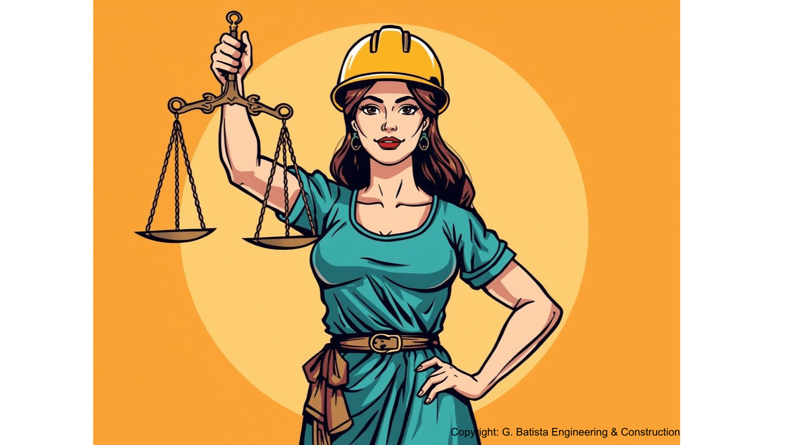 women construction worker holding scales