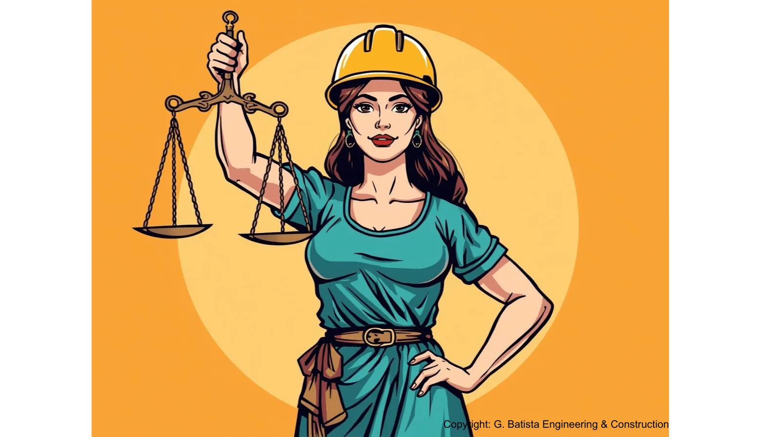 women construction worker holding scales